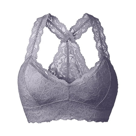 Pavied Sports Bra Feelingirl Bra Wireless Bras Women Plus Size Vest Crop Wire Bra Lingerie V Neck Underwear Lingerie S 3XL Womens Bras Clearance Gray XL