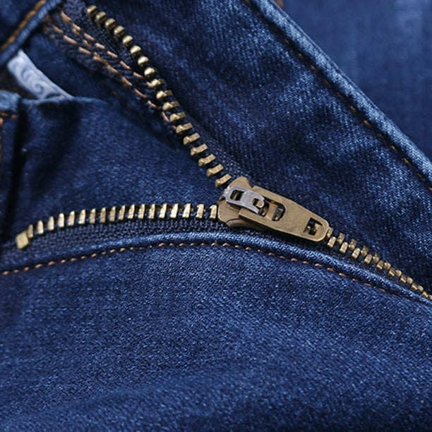 Jean Pour Homme Doublé En Polaire Coupe Ajustée Stretch Pantalon D'extérieur Chaud Jambe Droite Pantalon D'hiver Décontracté Grande Taille, Bleu, 40