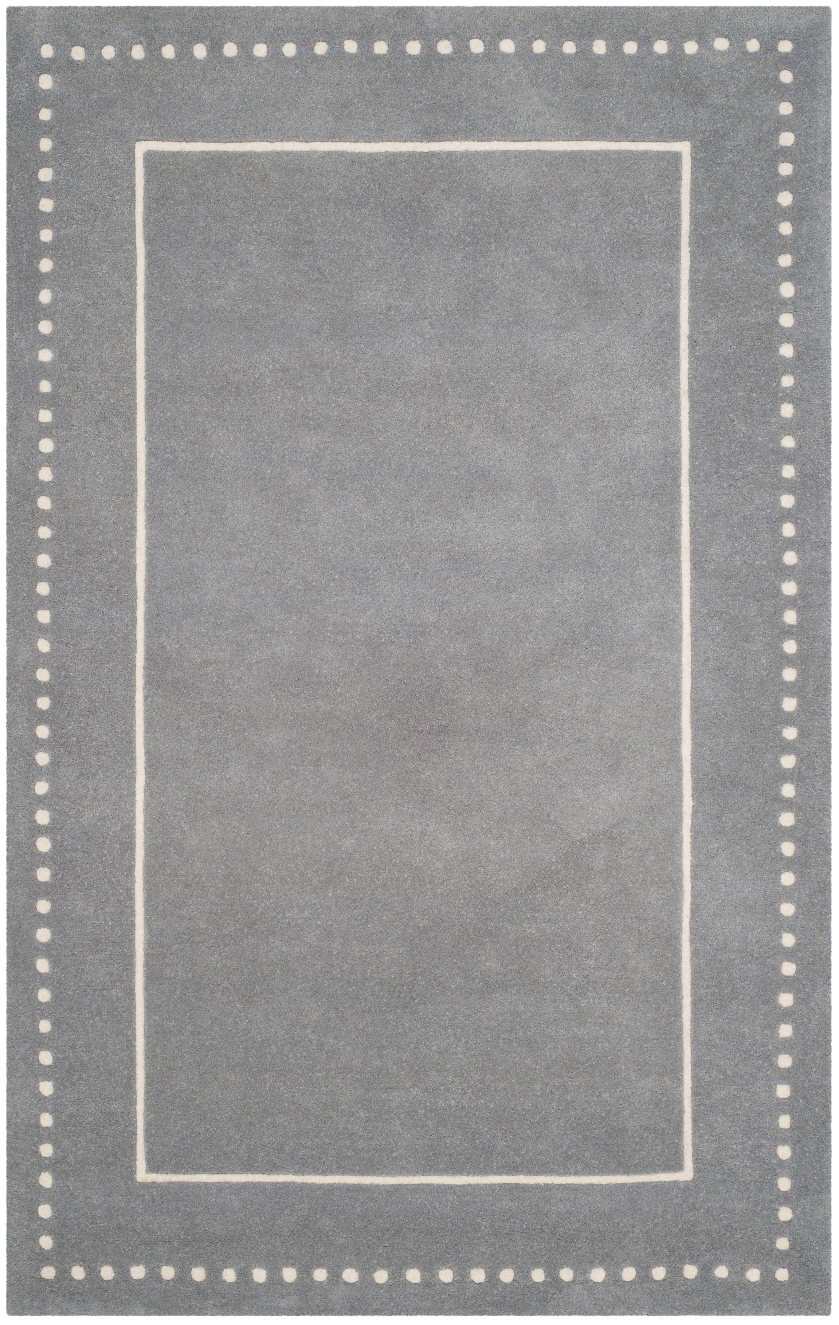 SAFAVIEH Bella Danita Plain Dotted Bordered Wool Area Rug, Silver/Ivory, 6' x 9'