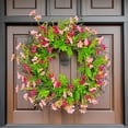 thumbnail image 4 of Dvumao 17.7-Inch Artificial Spring Wreath, Flower Wreath with Green Leaves for Front Door, Wall, Window, Indoor and Outdoor Home Decor, 4 of 9