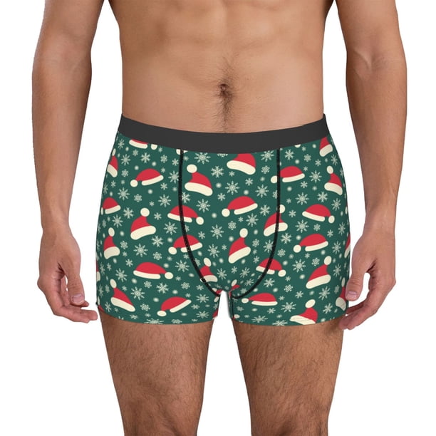 Fotbe Santa Hat Joy Green Festive Calzoncillos Tipo Boxer con Bolsa de Soporte Total para Hombre, X-Temp Fresco, Transpirable y de Secado Rápido-X-Large