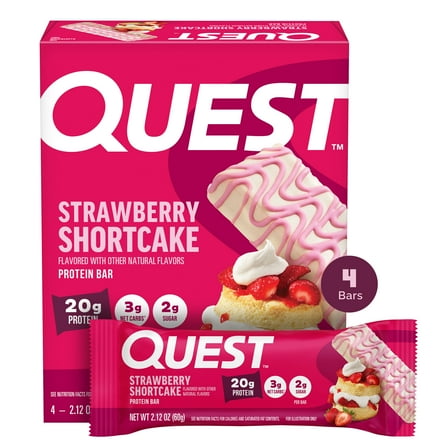 Quest Nutrition Protein Bar, Strawberry Shortcake Flavored, Gluten-Free, 2.12oz, 4 Count2.12oz