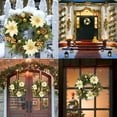thumbnail image 2 of XY Fancy 16in Christmas Wreath with Gold Poinsettia Flowers Pinecones Berries and Ball Ornaments for Front Door Holiday Decoration, 2 of 7