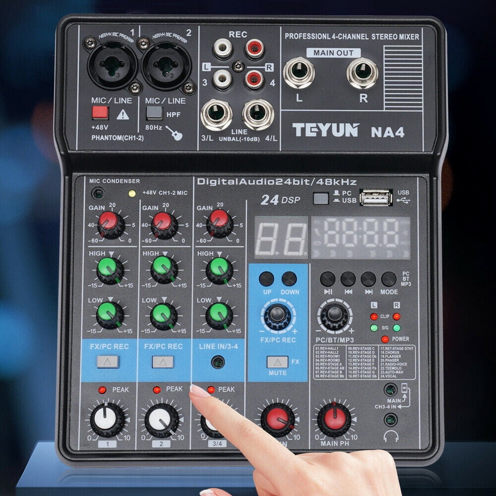 TOOL1SHOoo Bluetooth Studio Audio Mixer Sound Mixing Console Desk System 110V 50Hz 18W (4 Channel)