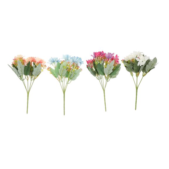WASHWEPE Artificial Flower Bouquet Plastic Silk Flowers Home Decoration 4Pcs 3.5x3.5x5.9in