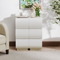 thumbnail image 6 of WIRRYTOR Curved Wave Narrow Nightstand for Bedroom, Mid-Century Modern 3 Drawer Slim Bedside Table, Retro End Table, White, 6 of 8
