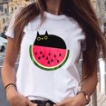 thumbnail image 1 of Puntoco - Camiseta de manga corta con estampado de gato pequeño de talla grande para mujer Puntoco Puntoco-4267, 1 of 7