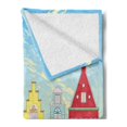 thumbnail image 2 of Amsterdam Soft Flannel Fleece Throw Blanket, Print of Vibrant Houses in Holland Illustrated in Cartoon Style, Cozy Plush for Indoor and Outdoor Use, 50" x 70", Deep Sky Blue Multicolor, by Ambesonne, 2 of 5
