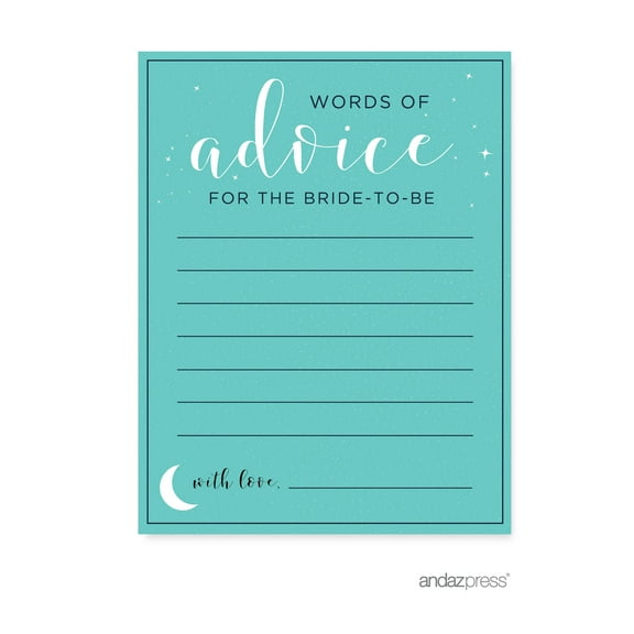 Words of Wisdom  Love You to the Moon and Back Bridal Shower Game Cards, 20-Pack