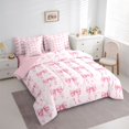thumbnail image 2 of Manfei Kawaii Stars Bow Knot Twin Bedding Sets 7-Piece for Kids Teens,Girls Women Cute Ribbon Bow Tie Bedding Comforter Set,Pink Reversible,Ultra Soft Home Decor, 2 of 7