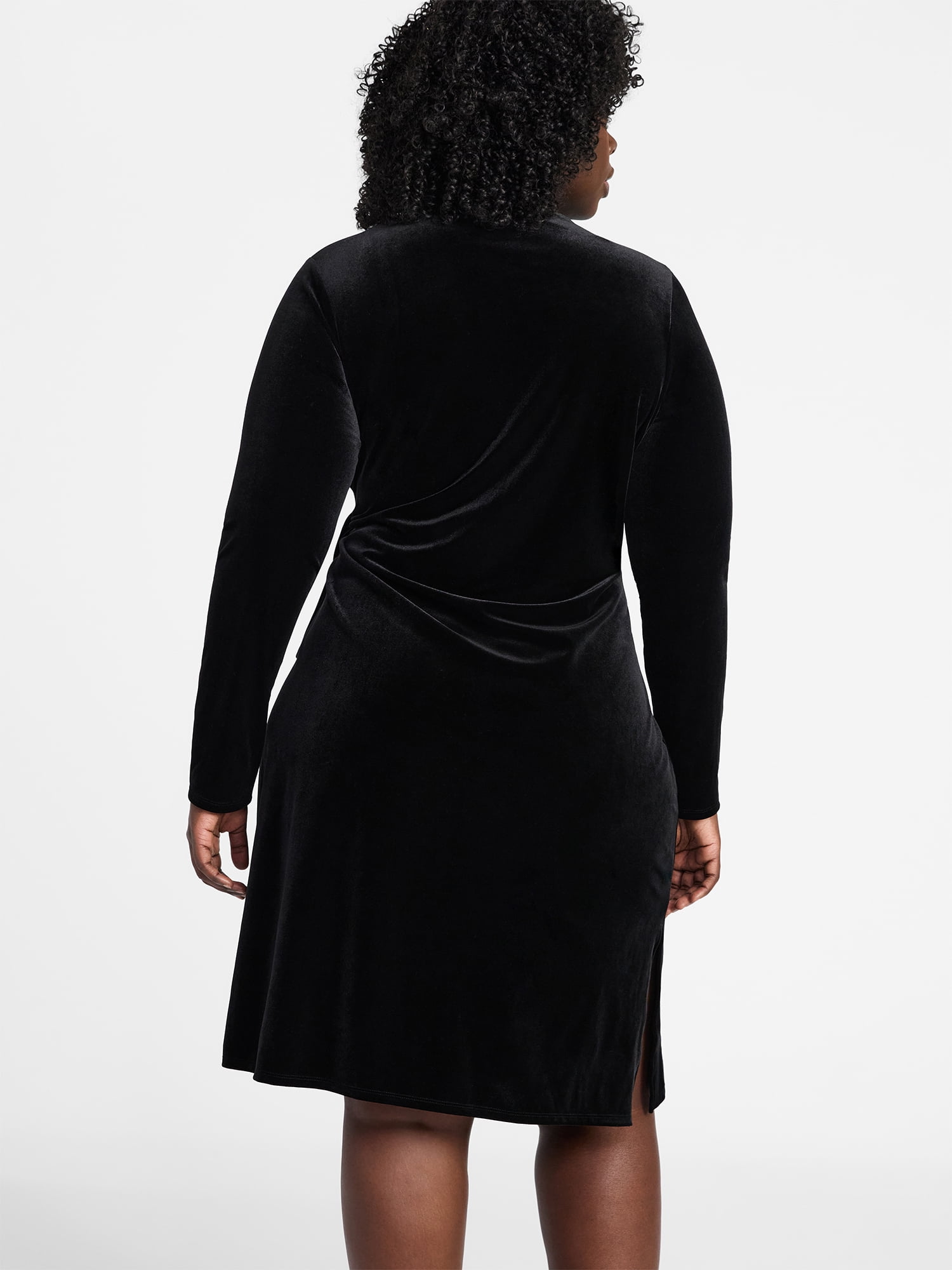 Terra & Sky Women's Plus Velvet Mock Neck Dress with Long Sleeves, Sizes 0X-4X