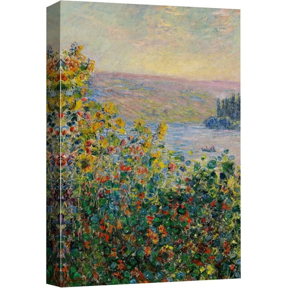 Aaheei Claude_Monet-Flower Beds at Vetheuil-Impressionist Modern Art-Canvas Art Home Art