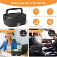 thumbnail image 3 of WOKWOYIO Electric Lunch Box 75W - 12V/24V/110V 3-in-1 Heated Lunch Box for Men & Women - 1.5L Portable Food Warmer for Car/Truck/Office/Travel with Fork, Spoon & Insulated Lunch Bag (Black), 3 of 7