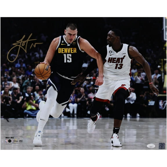 Nikola Jokic Denver Nuggets Autographed 16" x 20" Driving vs. Miami Heat Photograph - JSA - Fanatics Authentic Certified