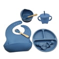 thumbnail image 1 of Nituyy Silicone Baby Feeding Set, Toddler Plate Spoon Fork Cup Bib Bowl Eating Utensil Set, 1 of 6
