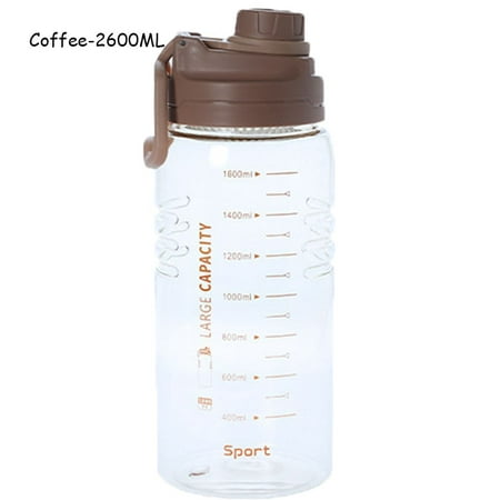 

Large Capacity Leak-Proof BPA Free with Filter Outdoor Water Jug Sports Water Bottle Drinking Bottle Kettle with Time Marker COFFEE 2600ML
