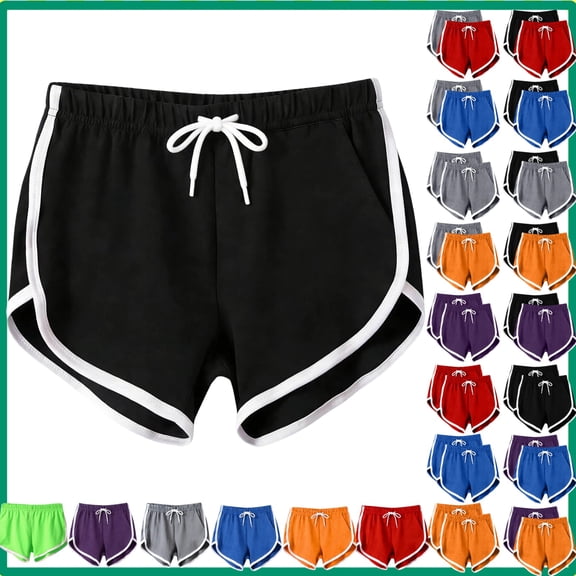 Vibrex Women's High Waist Yoga Shorts with Pockets, Solid Color Stretchy Athletic Workout Shorts, Slim Fit Casual Summer Active Bottoms,Black_S