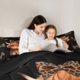 thumbnail image 4 of Manfei Cute Highland Cattle Twin Comforter Sets 2pcs,Leopard Print Bow Bedding Set,Black Brown,1 Comforter and 1 Pillowcase,Reversible, 4 of 6
