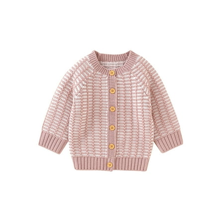 

ZAXARRA Toddler Girl’s Long Sleeve Sweater Fashion Contrast Color Round Neck Button Knitted Coat