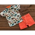 thumbnail image 1 of Two-Piece Suit for Boys Beautiful and Fashionable Short Sleeve Turn-Down Collar Shirt with Cartoon Animal Patterns and Pure Color Shorts Set for Boys Cute Style Boys? Suit, 1 of 7