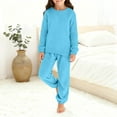thumbnail image 4 of OGLCCG Girl's Fuzzy Fleece Lounge Sets Fall Winter 2 Piece Plush Loungewear Outfits Long Sleeve Sleepwear Top and Wide Leg Pants Sets 5-15 Years, 4 of 6