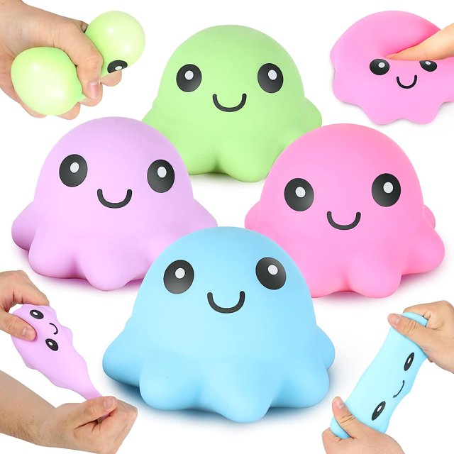 Pelota antiestrés para niños, paquete de 4 pelotas antiestrés suaves Octopus Nedo, pelotas antiestrés LESONG para aliviar el estrés y la ansiedad Juguete antiestrés para adultos, TDAH, TOC, juguete s