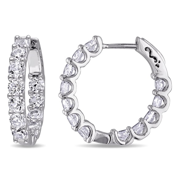 Everly Women's 4 1/10ct TGW Created White Sapphire Sterling Silver Inside-Outside Hoop Earrings