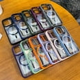 thumbnail image 4 of For Magsafe Stand Glass Lens Protector Case For iPhone 16 15 14 13 11 12 Pro Max 16 Plus Luxury Magnetic Shockproof Back Cover DarkPurple For iphone16Promax, 4 of 6