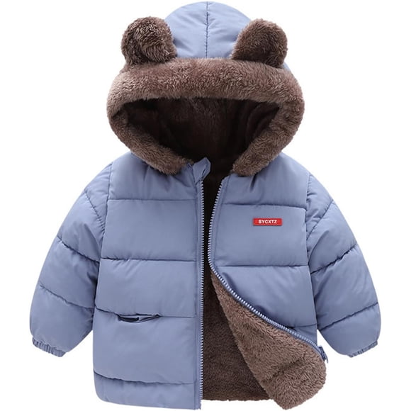 JIAMY Manteau d'Hiver en Polaire pour Bébé Veste pour Garçons Tout-Petits Vêtements Rembourrés avec Capuche Oreilles d'Ours pour Enfants 1-6 Ans