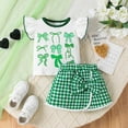 thumbnail image 3 of Hiijoy Infant Girls Summer Outfits Flutter Sleeve T Shirt Bow Plaid Skort Set, Sizes 6M-4T, 3 of 8