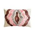 thumbnail image 1 of The HomeCentric Pink Pack of 2, 12"x20" (30x50 cm) Lumbar Pillow Cover, Linen Ribbon Embroidery Oblong Pillow, Abstract Pattern Modern Style - Begonia, 1 of 3