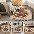 thumbnail image 6 of Round Area Rug 3ft,Vintage Farmhouse Country Star Washable Carpet Non-Slip Runner Accent Rugs Indoor Floor Mat for Bedroom Living Room Decor,Retro Brown Stars Sunflower, 6 of 9