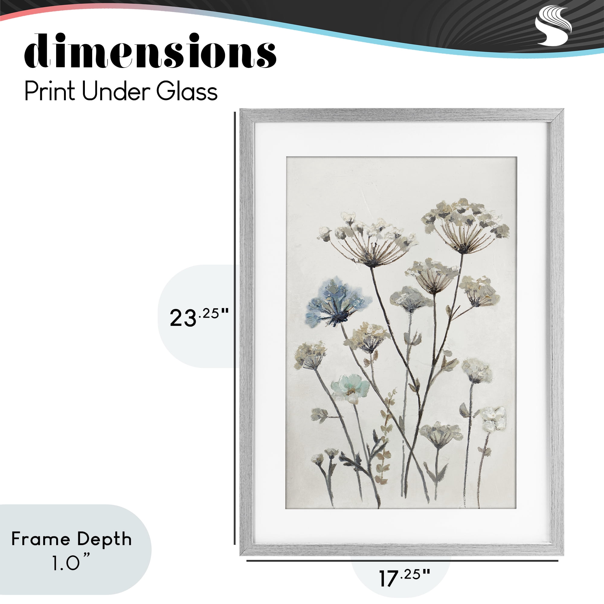 Stupell Industries Neutral Jardin Azul Gray Framed Print Under Glass, design by Patricia Pinto