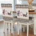 thumbnail image 2 of Home Chair Covers Set of 1 Spring Flower Ring Leaf Wooden Barriers Gray Plaid Linen Texture Chair Back Covers Stretch Removable Washable Slipcovers Protector for Dining Room Kitchen Party Decor, 2 of 9