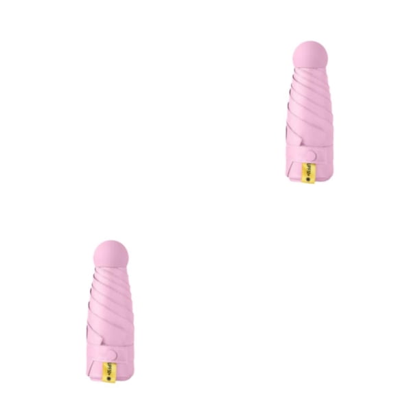 Bewildely Paraguas lluvioso Mini sombrilla Protección solar Bolsillo Ligero Multicolor Conveniente Atractivo Pequeño Rosa melocotón rosa melocotón 2piezas