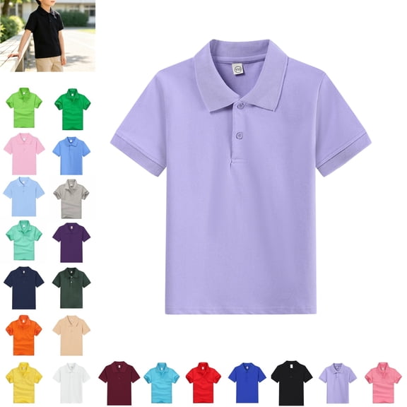 YOUYEDIAN Back to School Kids Polo Shirt Versatile Quick Dry Short Sleeve Collar Fashion Sport School Uniform Breathable Comfortable Casual Solid Color Cotton T-shirt