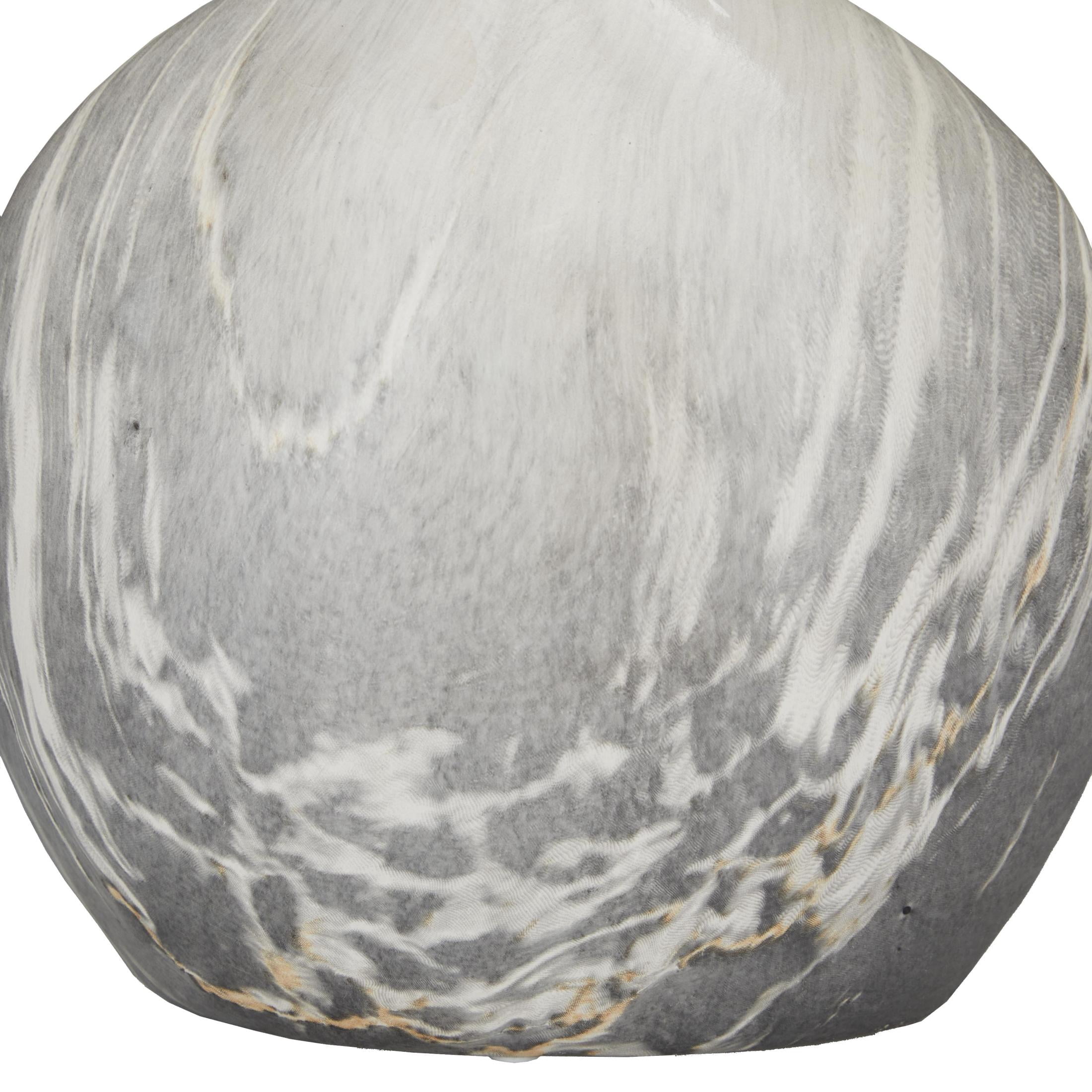 DecMode 9"W, 10"H Faux Marble Gray Ceramic Vase, Set of 3