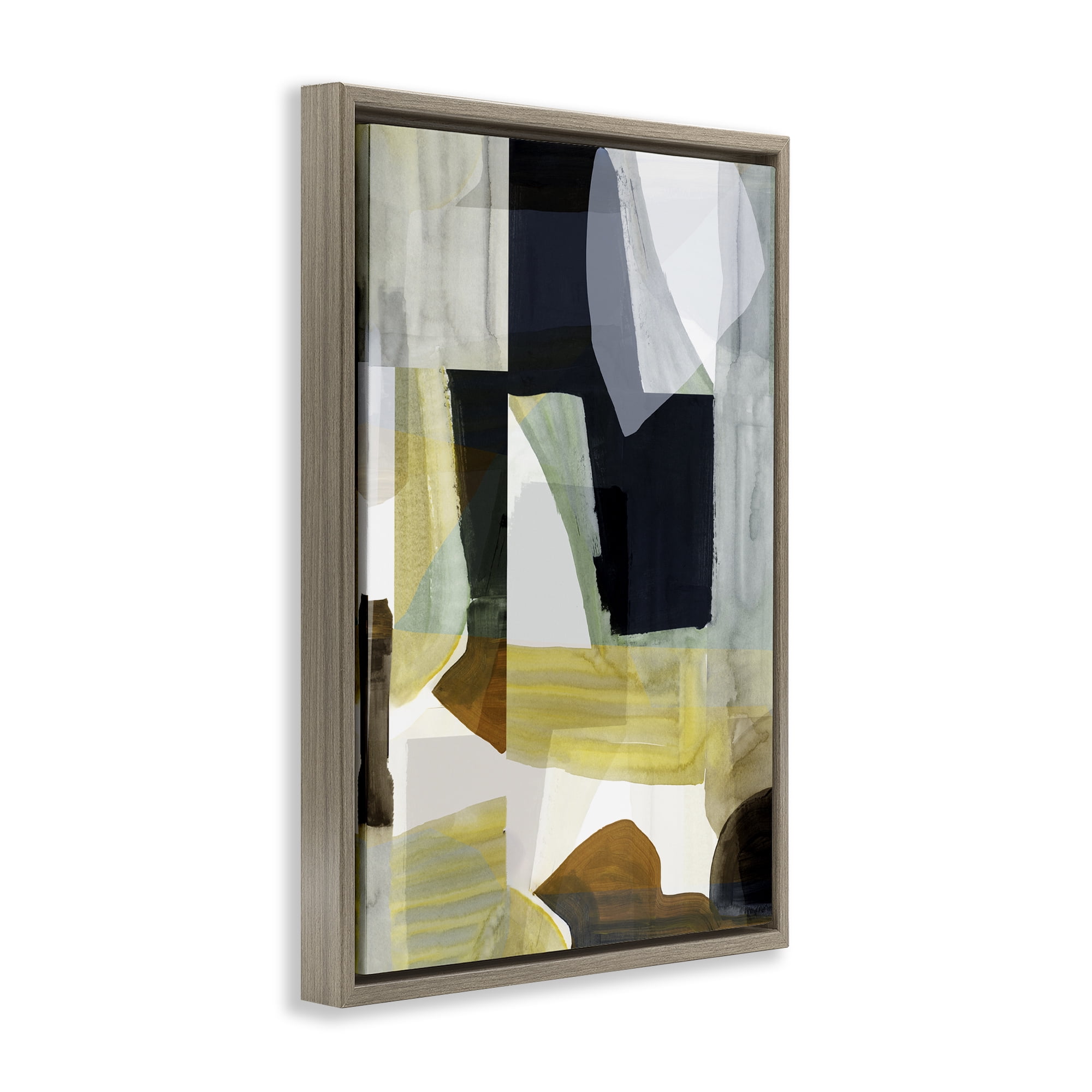 Stupell Industries Brushed Blocked Abstraction Abstract Painting Brown Floater Framed Canvas Art Print Wall Art, 17 x 25