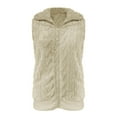 thumbnail image 5 of Fanxing Clearance 2025 Womens Fuzzy Sherpa Fleece Jacket Plus Size Lightweight Vest Coat Cozy Sleeveless Cardigan Zipper Waistcoat Outerwear with Pocket Beige,XL, 5 of 7