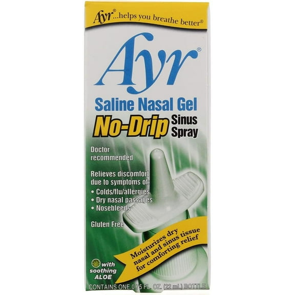 Ayr Saline Nasal Gel No-Drip Sinus Spray 0.75 oz (Pack of 8)