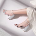 thumbnail image 4 of Zapatos DREAM PAIRS Tacón Bajo Grueso Plateado con Brillo, 4 of 6