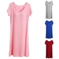thumbnail image 4 of Hifoo Nightwear Nightgowns For Women Short Sleeve Nightshirts Solid Color Sleepwear Soft Comfy Casual O-Neck Loungewear Plus Size Night Sleep Shirts Pajama Dress Boho Homewear, 4 of 5