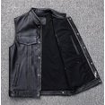 thumbnail image 3 of Chaleco sin mangas de piel sintética para motociclista para hombre con cremallera inclinada, 3 of 5