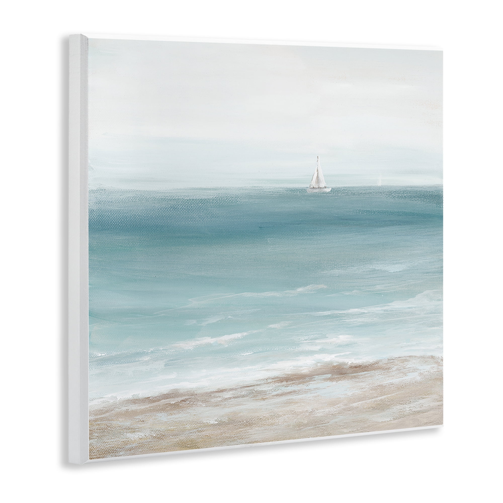 Stupell Industries Distant White Sailboat Nautical & Beach Painting Unframed Art Print Wall Art, 12 x 12