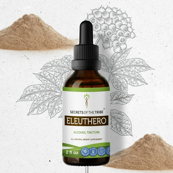 Eleuthero Tincture Alcohol Extract, Organic Eleuthero Eleutherococcus Senticosus, Siberian Ginseng Positive Cognitive Abilities / Vitality and Stamina 2 oz