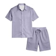 thumbnail image 5 of Men's 2 Pieces Summer Short Sets Short Sleeve Button Down Shirts Summer Beach Shorts Casual Vacation Outfits, 5 of 6