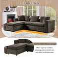 thumbnail image 4 of Harper & Bright Designs L-Shaped Sectional Sofa Set, 4-Seat Couch with Wooden Storage Compartment, Chenille Upholstered Sectional Sofe for Living Room, Brown, 4 of 16