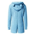 thumbnail image 3 of Mchoice Onesie Pajamas for Women Cartoon Bear Onesise Sleepwear Cute Fuzzy Warm Sherpa Fleece Hooded Romper Short Jumpsuit Playsuit One Piece Pajamas, 3 of 5