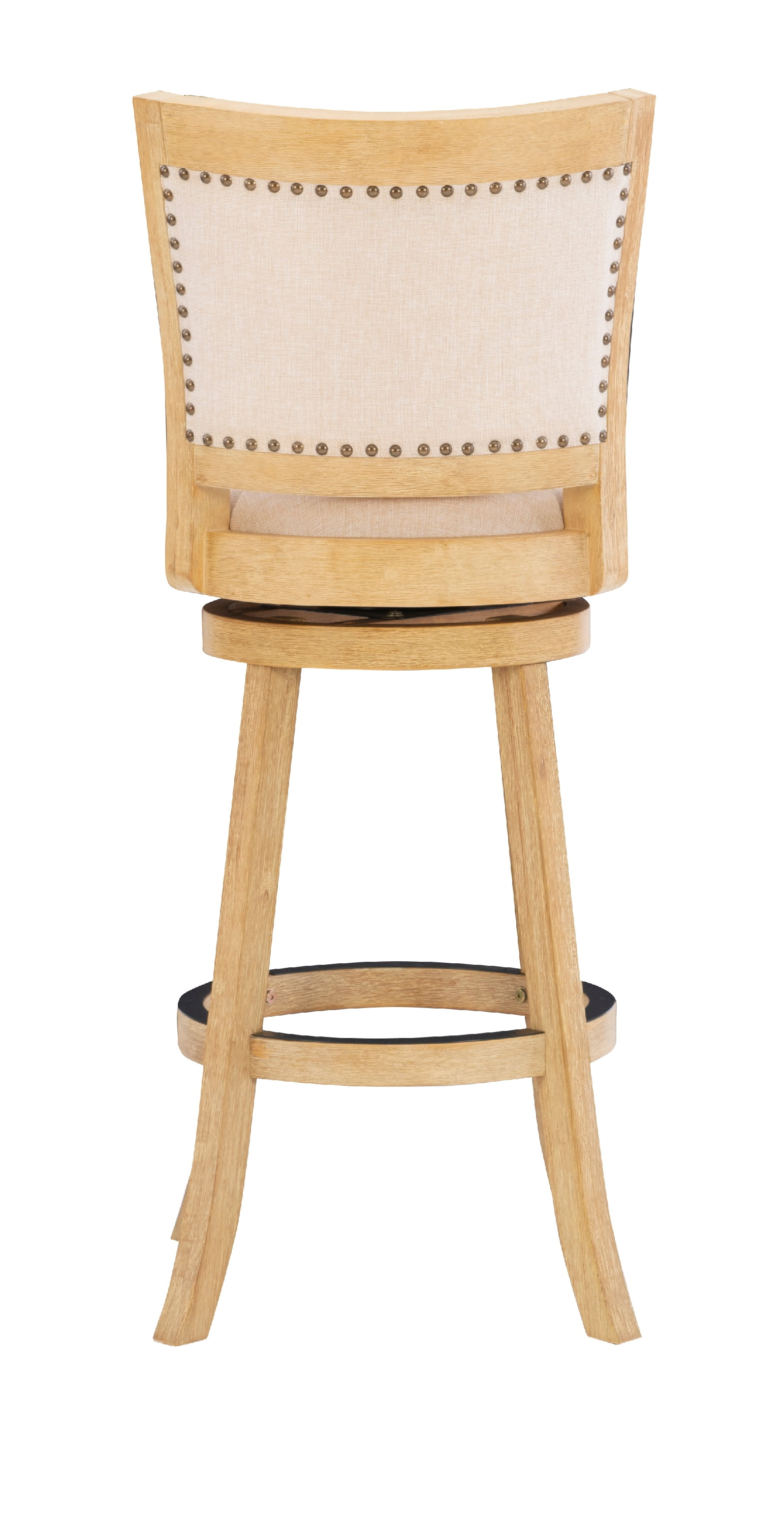 Linon Tredwell Round 31" Mid Back Swivel Bar Stool, Light Driftwood/Beige