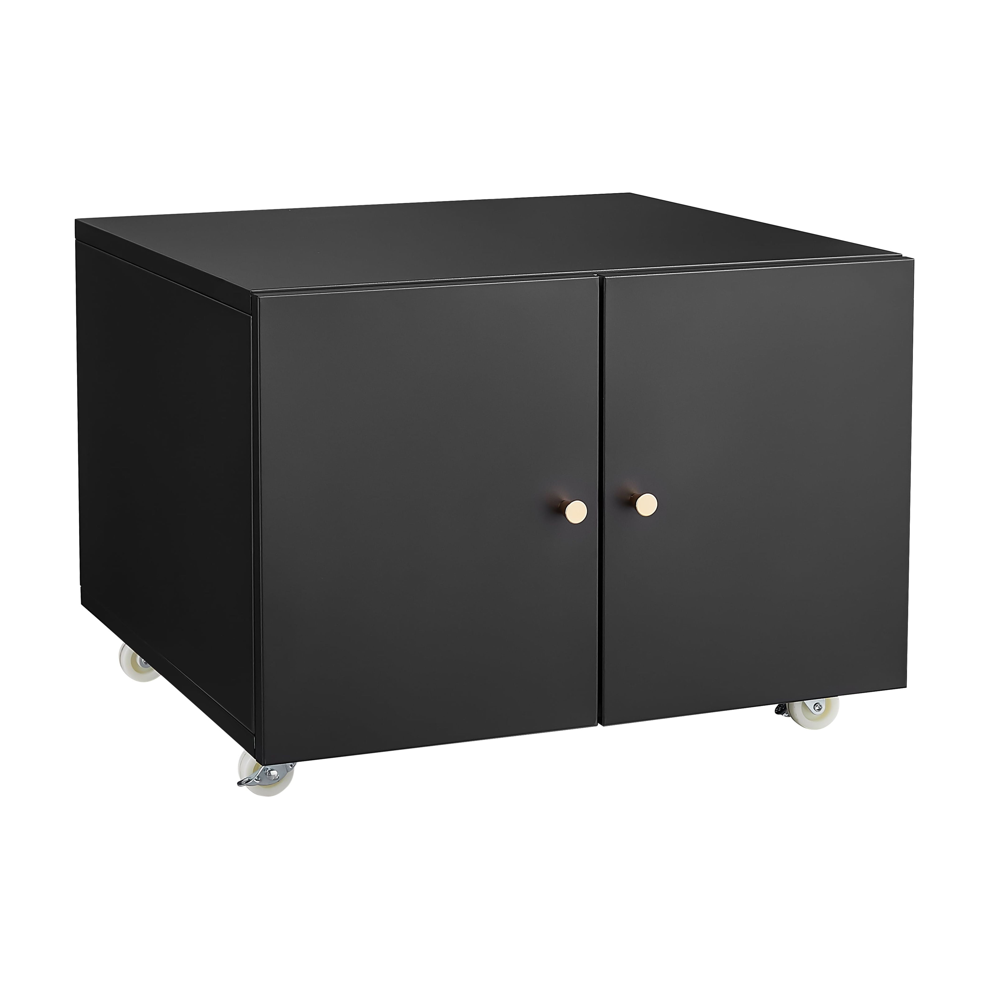 Double-Door Printer Cabinet with 360° Lockable Casters, Adjustable Shelves, Waterproof Storage Cabinet for Office, Home, Garage